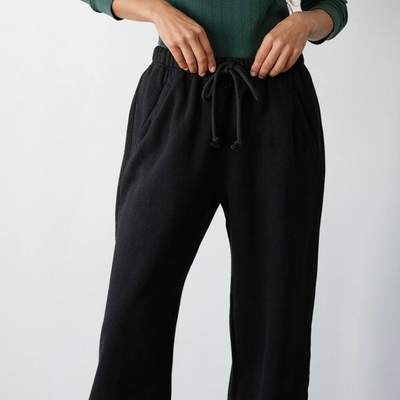 DONNI. The Eco-Fleece Wide Leg Sweatpants Black Large - Picture 1 of 8